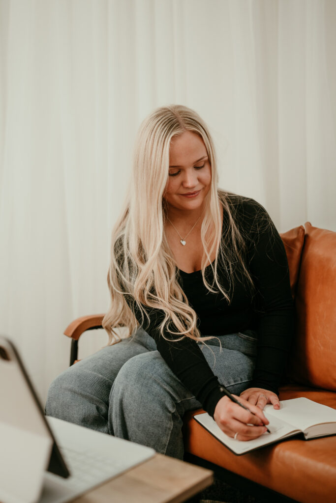 Rachel working on laptop